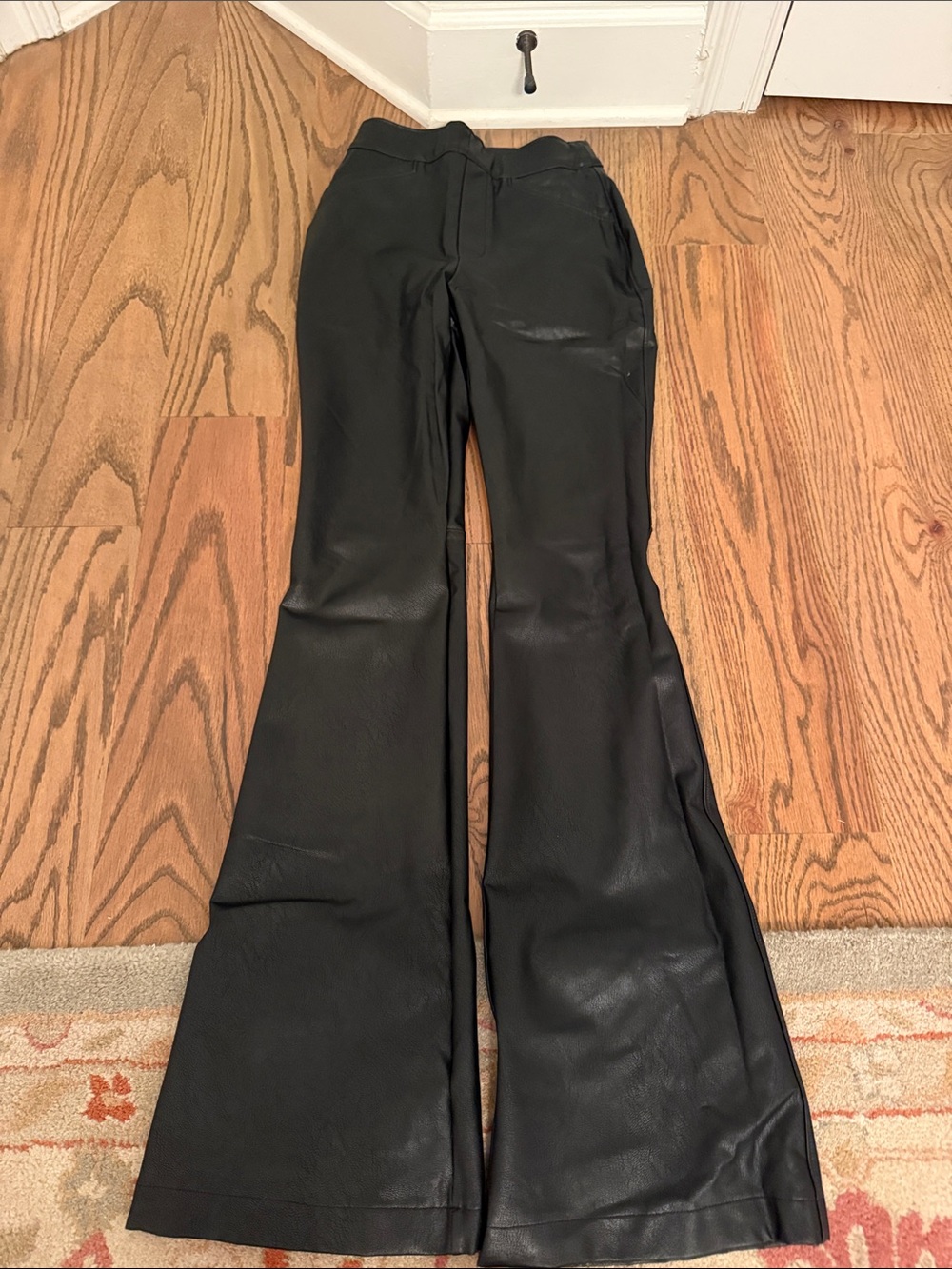 SPANX Black Faux Leather Flare Pants